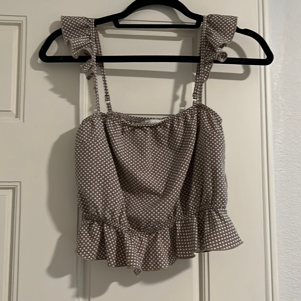 Tan polka dot crop top